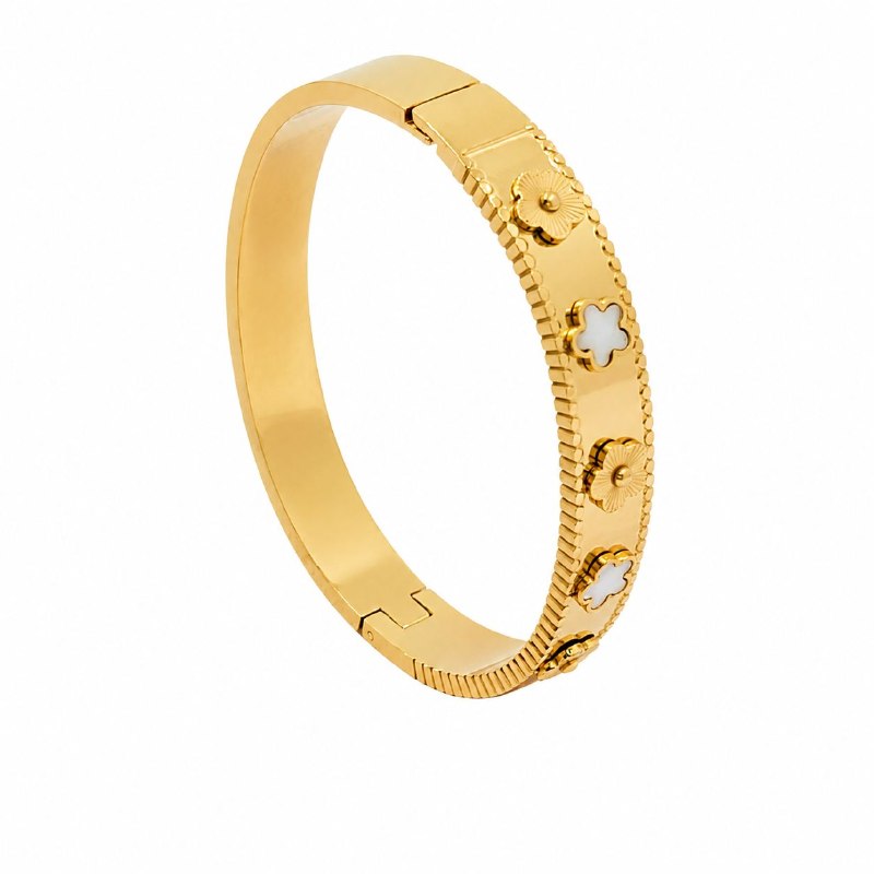 PULSERA DE ENCHAPE PARA DAMA CON DISEÑO DE FLOR 6.5CM