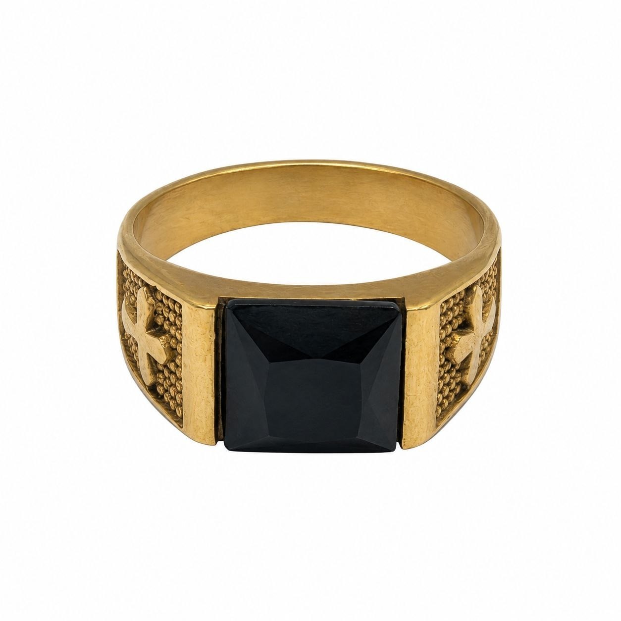 ANILLO DE ENCHAPE PARA CABALLERO CON DISEÑO PIEDRA NEGRA