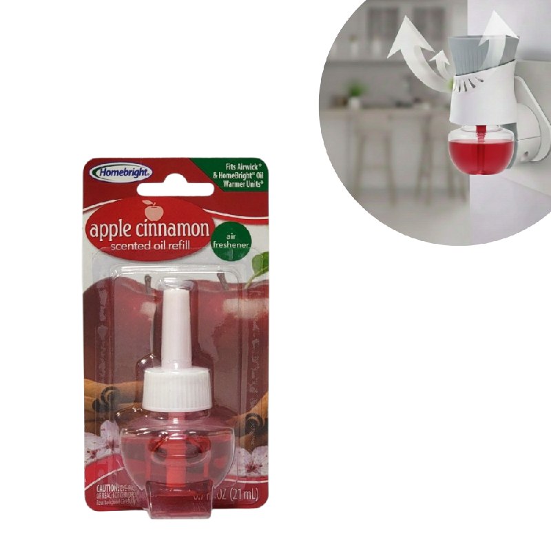 REPUESTO DE ACEITE AROMATICO CONCENTRADO PARA CALENTADOR ELECTRICO CON AROMA A MANZANA Y CANELA HOMEBRIGHT 21ML