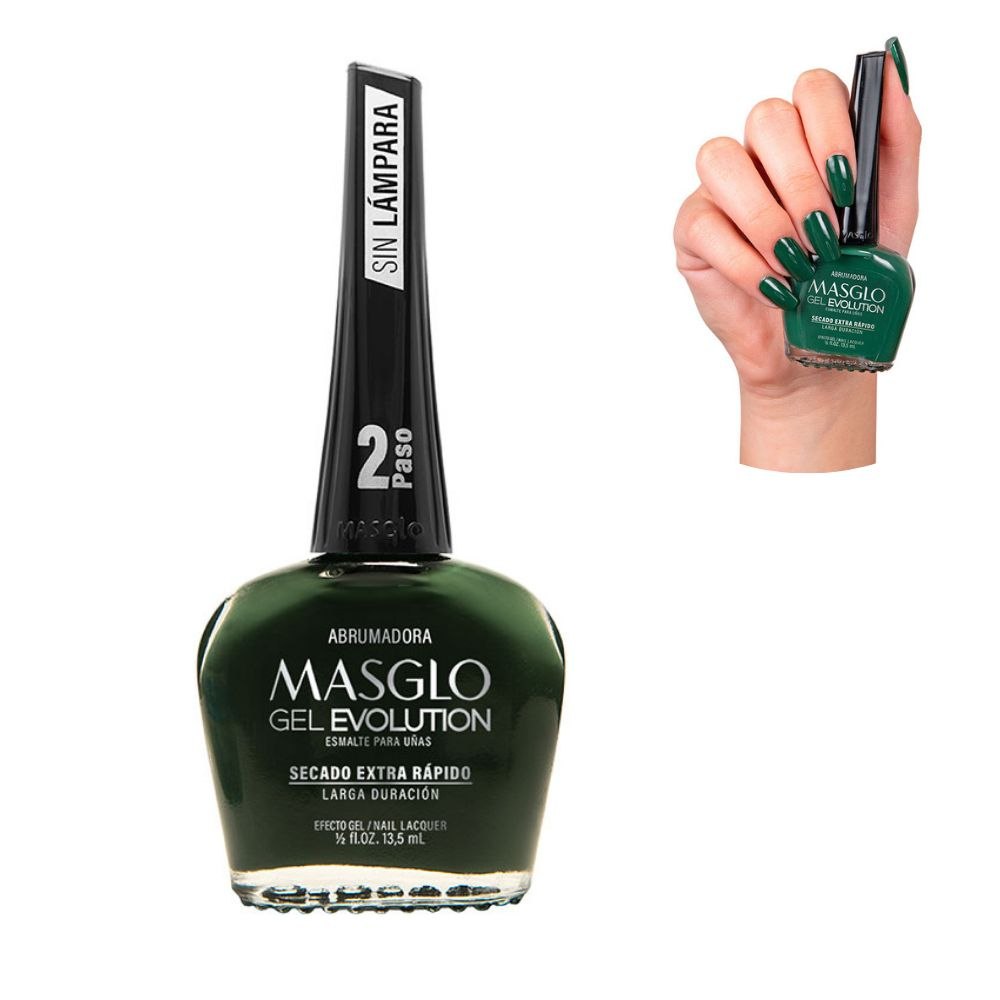 ESMALTE DE UNAS VERDE OSCURO GEL EVOLUTION ABRUMADORA MASGLO 13.5ML