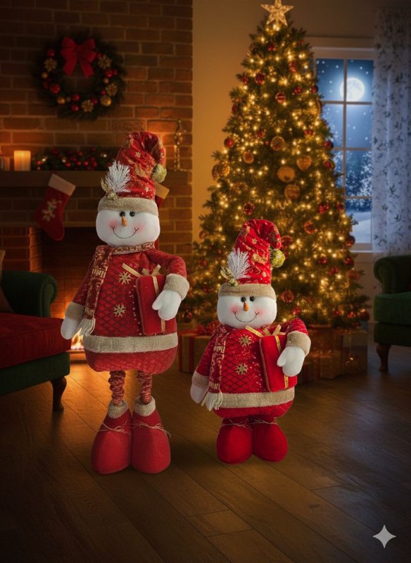 DECORACION ADORNO NAVIDEÑO PELUCHE MUÑECO DE HOMBRE DE NIEVE O SANTA CLAUS ELEGANTE Y LINDO