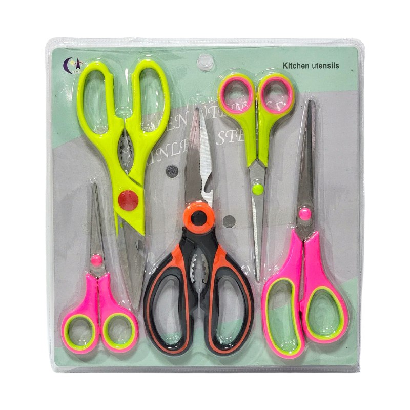 TIJERAS EN SET DE 5 PIEZAS MULTIFUNCIONALES DE ACERO INOXIDABLE