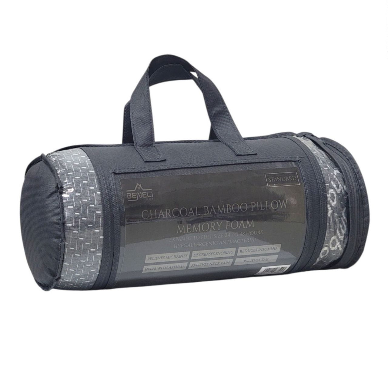 ALMOHADA DE BAMBÚ CON CARBÓN VEGETAL ESPUMA HIPOALERGÉNICO Y ANTIBACTERIANO,ALIVIA LAS MIGRAÑAS  BENELI HOME