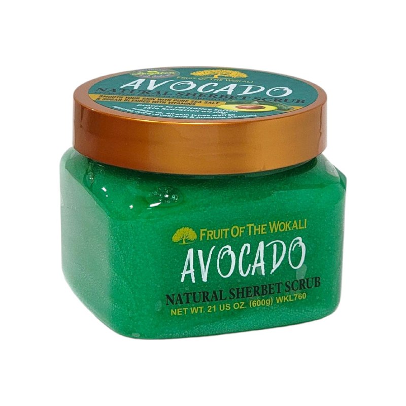 EXFOLIANTE CORPORAL NUTRITIVO CON EXTRACTO DE AGUACATE Y CREMA DULCE FRUIT OF THE WOKALI 600G