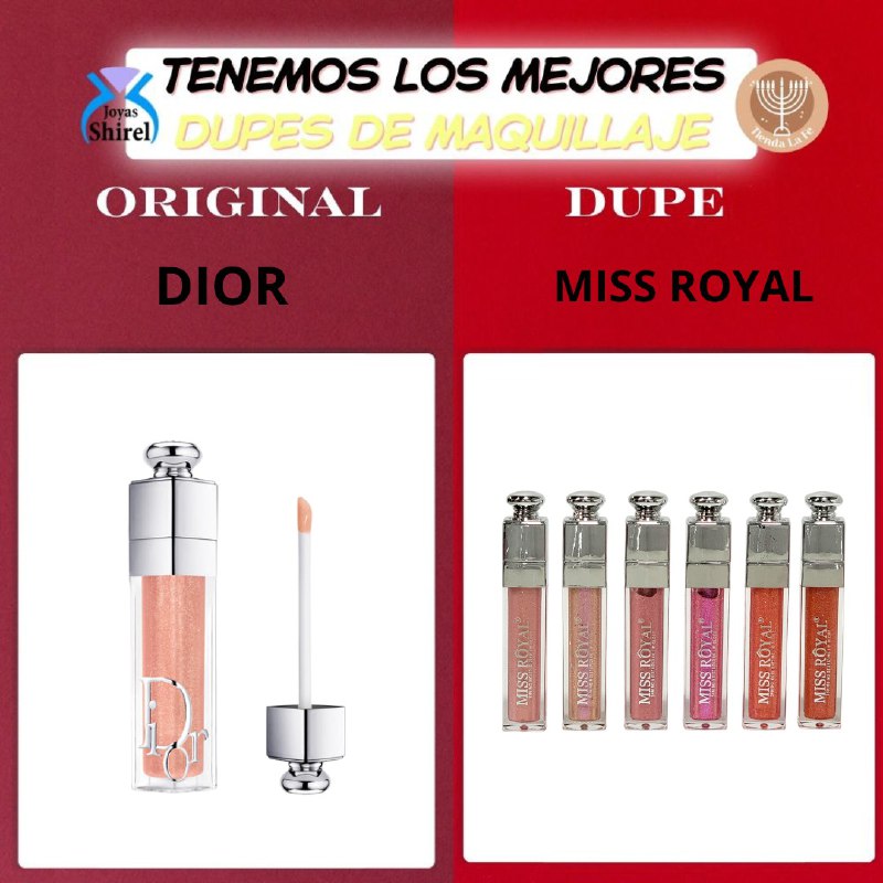 SET DE BRILLO LABIAL BRILLANTE HIDRATANTE ENCANTADOR 6PCS MISS ROYAL 6G (DUPE DE DIOR)