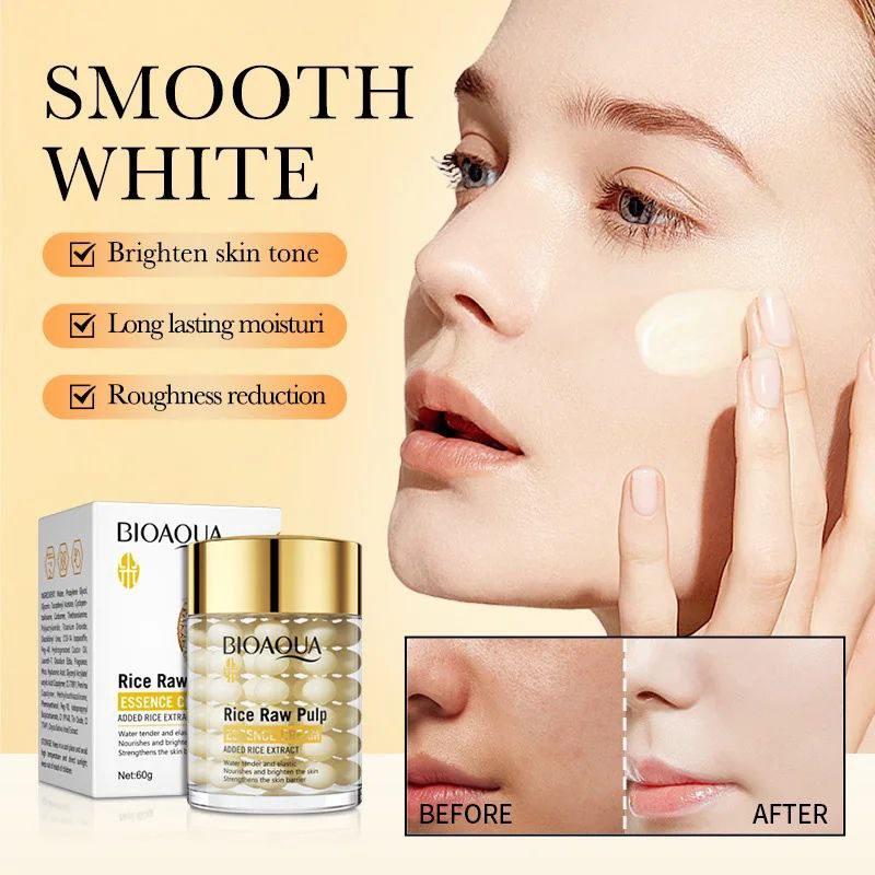 CREMA FACIAL HIDRATANTE E ILUMINADORA CON EXTRACTO DE PULPA CRUDA DE ARROZ BIOAQUA 60G