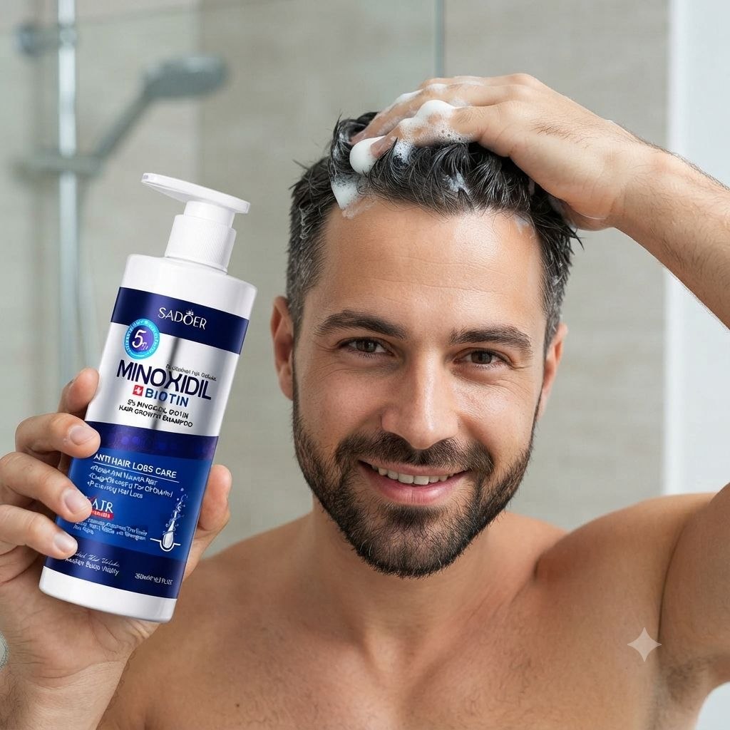ACONDICIONADOR  DE MINOXIDIL Y BIOTINA PARA EL CRECIMIENTO DEL CABELLO SADOER 300ML