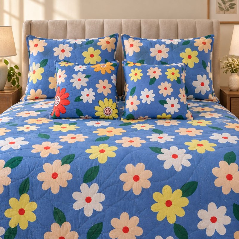 JUEGO DE EDREDON CUBRECAMA REVERSIBLE KING DE 5 PIEZAS BENELI HOME