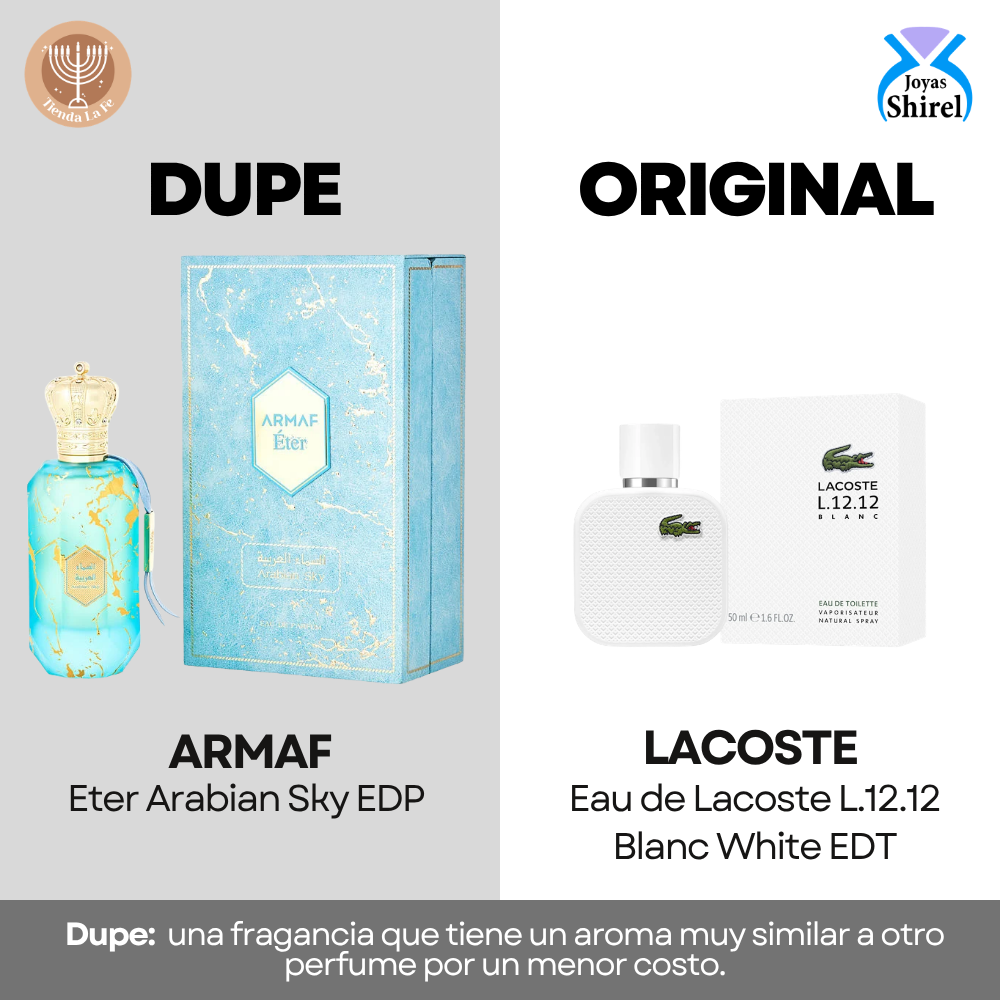 ARMAF ETER ARABIAN SKY EDP 100ML (U) (DUPE LACOSTE EAU DE LACOSTE L.12.12 BLANC WHITE EDT)