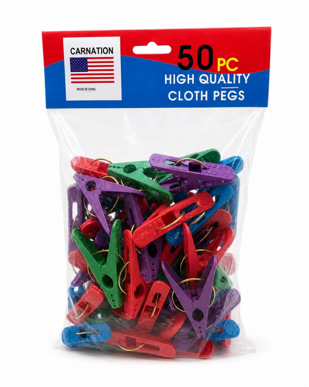 SET DE 50 PINZAS PARA ROPA MULTICOLOR DE ALTA CALIDAD CARNATIO