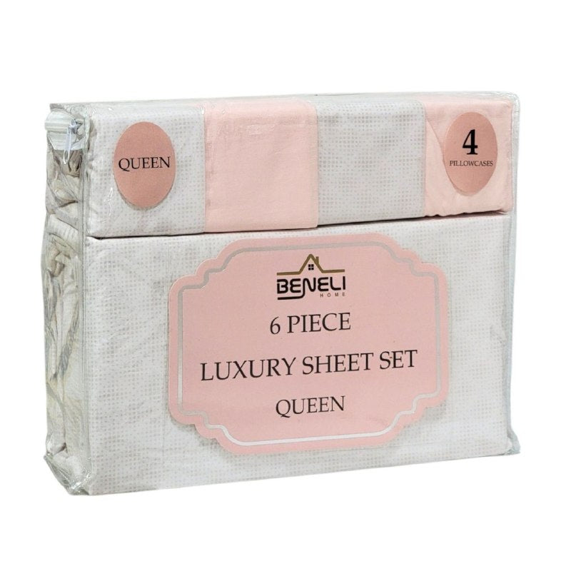 JUEGO DE SABANAS DE LUJO TAMAÑO QUEEN DE 6PCS BENELI HOME