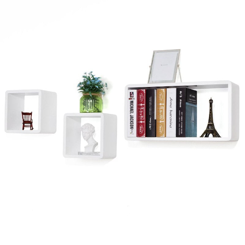 ESTANTERIAS MODULARES PARA PARED DE ALTO BRILLO ELEGANTE DE PLASTICO 21.3X40CM