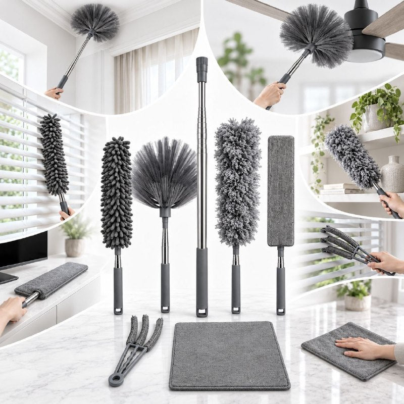 SET DE 7PCS DE PLUMEROS DE LIMPIEZA MULTIUSOS CON MANGO TELESCOPICO