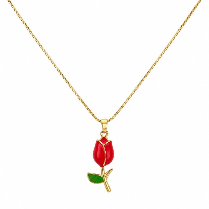 GARGANTILLA DE ENCHAPE PARA DAMA CON DISEÑO DE FLOR TULIPAN 3CM