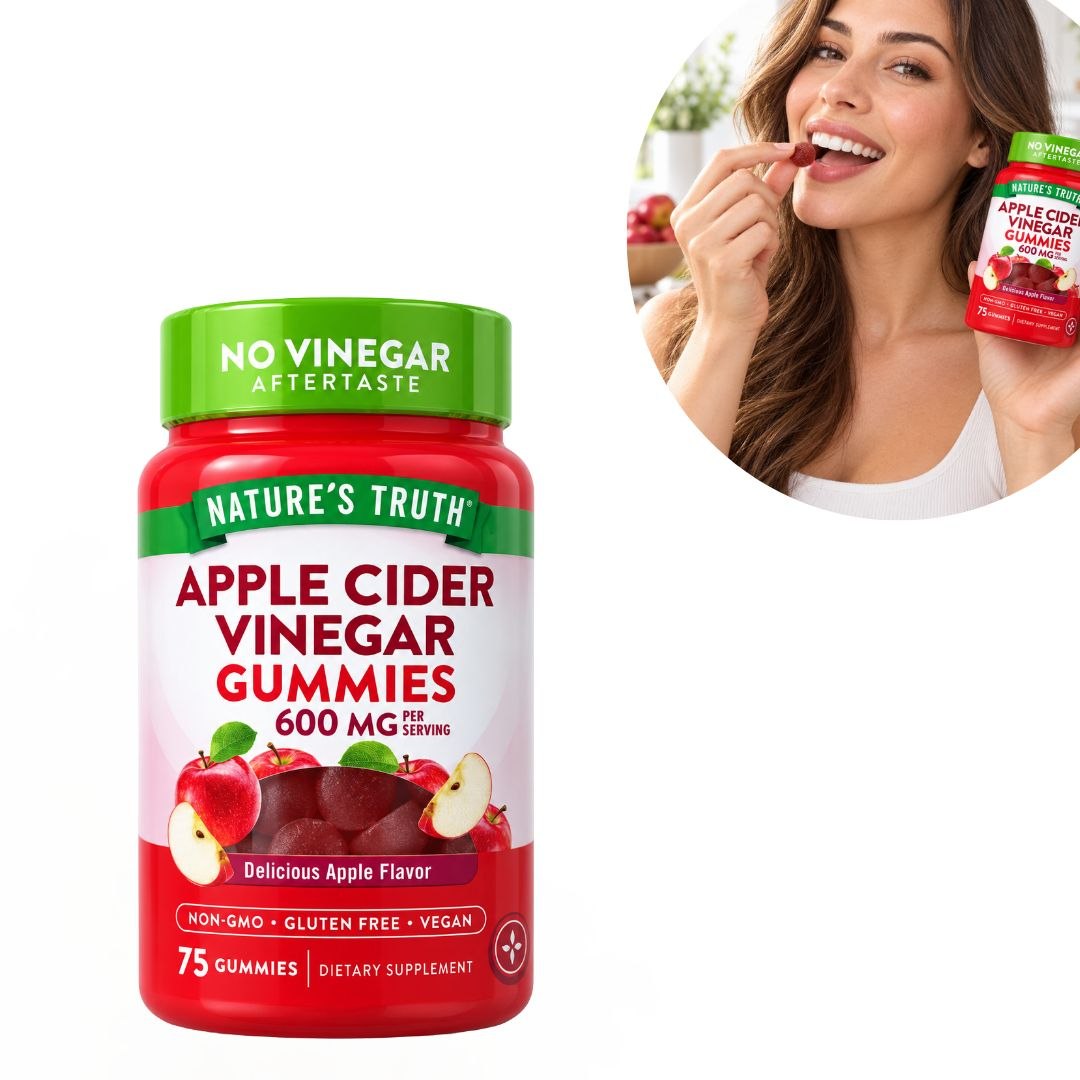 VITAMINAS EN GOMITAS SABOR VINAGRE DE SIDRA DE MANZANA, RACION 600MG, SIN GLUTEN VEGANO NATURE S TRUTH 75UND