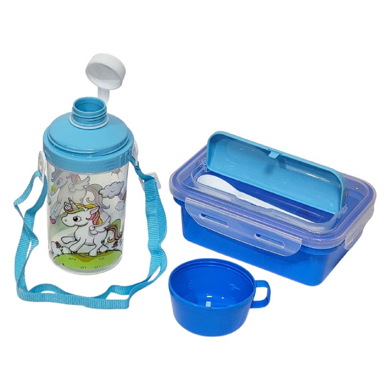 LONCHERA EN KIT CON SEPARADOR, CUBIERTOS Y BOTE, VARIOS ESTILOS