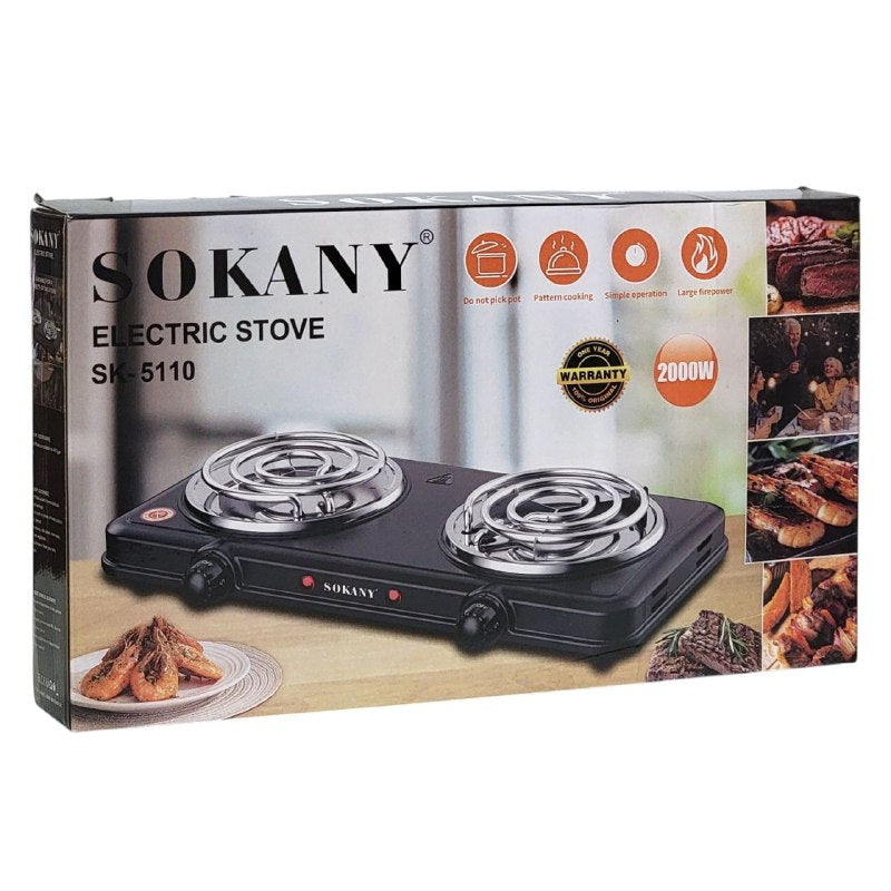 MAQUINA ESTUFA ELECTRICA, GRAN POTENCIA DE FUEGO 2000W, MULTIPLES OPCIONES DE COCCION, POTENCIA AJUSTABLE SOKANY SK-5110