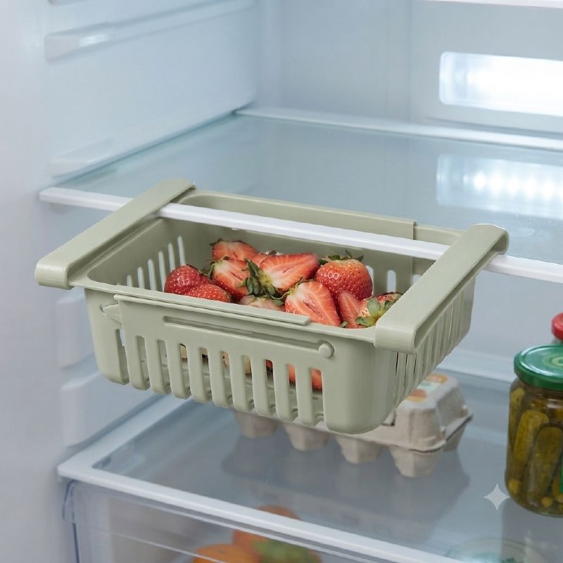 CANASTA ORGANIZADORA PARA ALIMENTOS AJUSTABLE PARA REFRIGERADOR MULTIUSOS