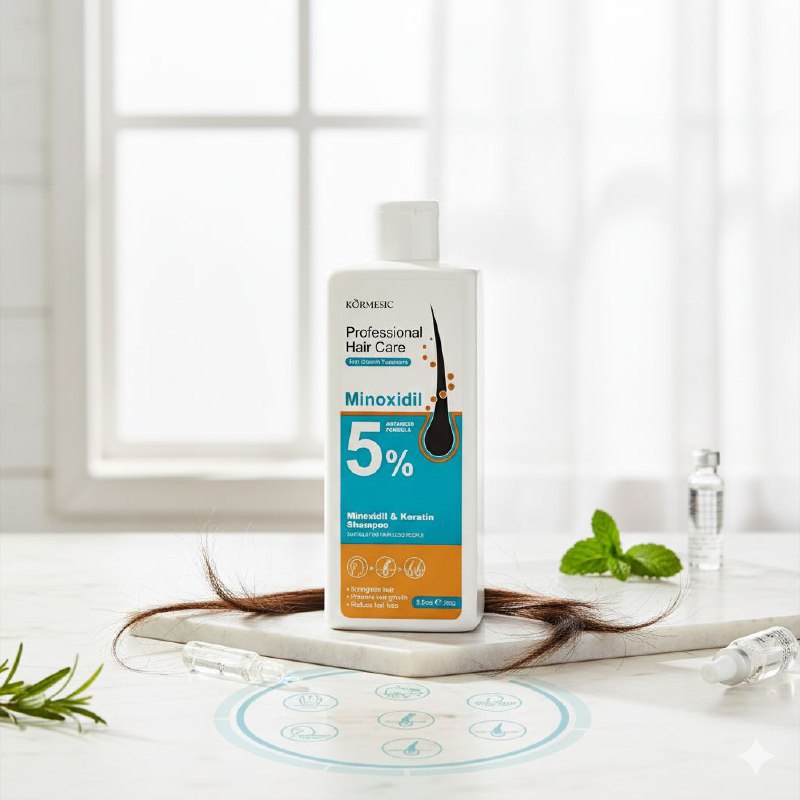 SHAMPOO ANTICAIDA Y ESTIMULADOR DE CRECIMIENTO CON MINOXIDIL 5% Y QUERATINA KORMESIC 265G