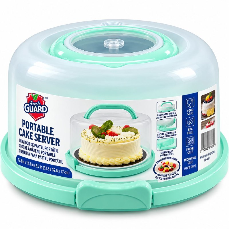 RECIPIENTE PORTA PASTELES CON CUPULA PROTECTORA FRESH GUARD 28X14CM