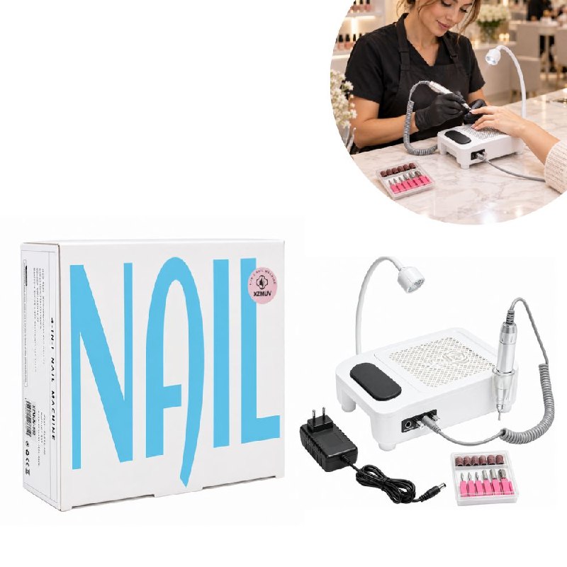 ESTACIÓN PROFESIONAL 4 EN 1 PARA MANICURA Y PEDICURA CON TORNO 45000RPM Y LÁMPARA UV 25CMX24.5CMX9CM