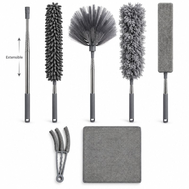 SET DE 7PCS DE PLUMEROS DE LIMPIEZA MULTIUSOS CON MANGO TELESCOPICO