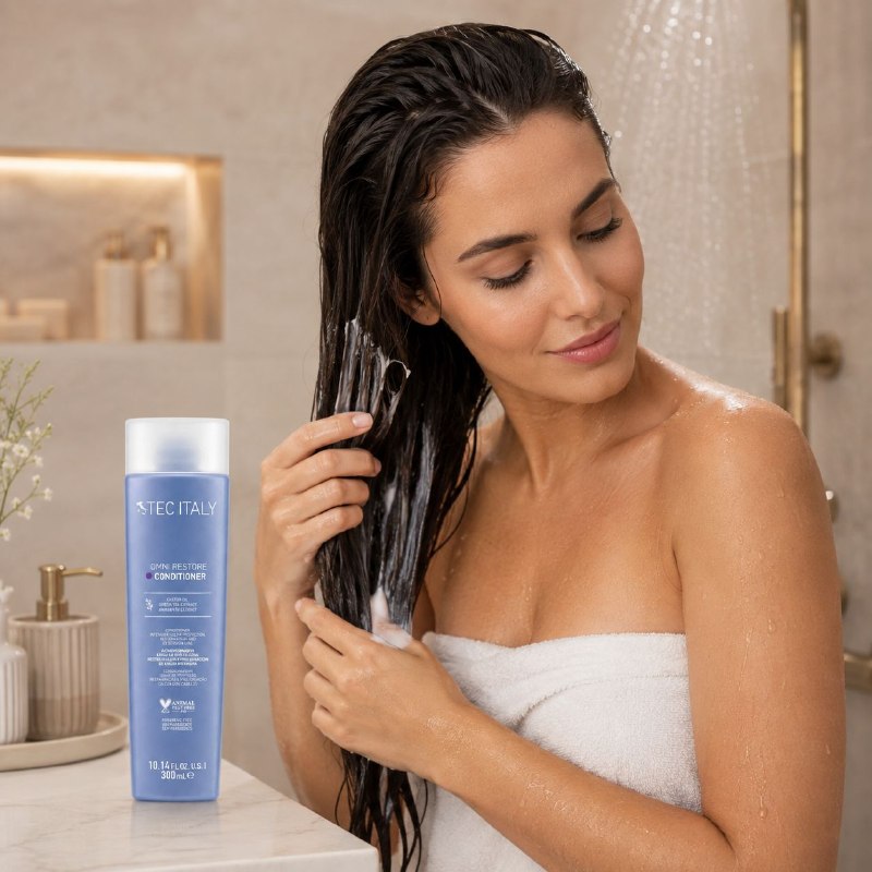 ACONDICIONADOR PROTECTOR Y RESTAURADOR CABELLO TEÑIDO Y PROCESADO TEC ITALY OMNI RESTORE 300ML 1 UND