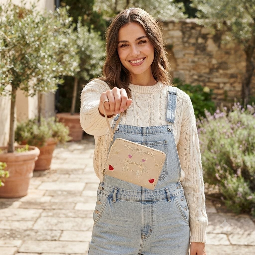 MONEDERO ACOLCHADO ESTILO UN TOQUE DE DULZURA INTERIOR ES SUMAMENTE FUNCIONAL 12X15CM
