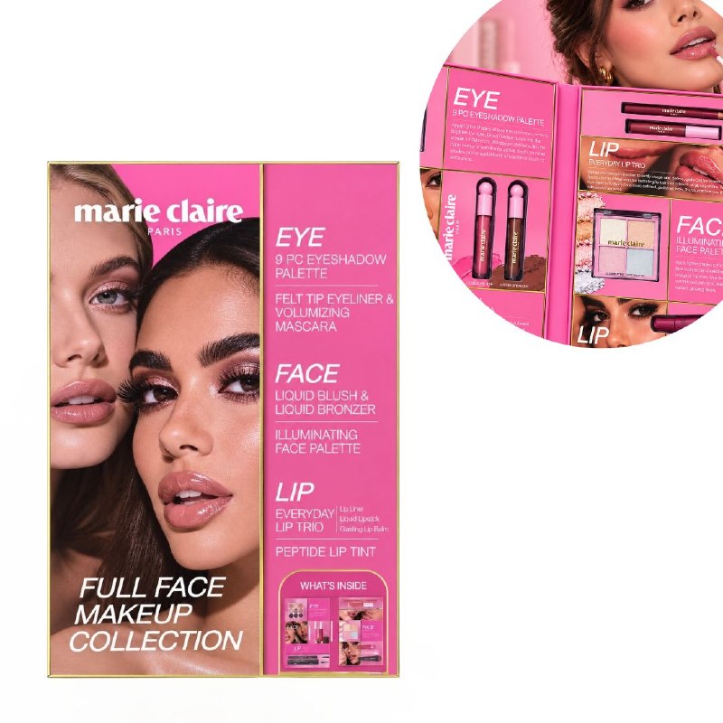 SET DE MAQUILLAJE DE OJOS, ROSTRO Y LABIOS DE 10 PIEZAS MARIE CLAIRE