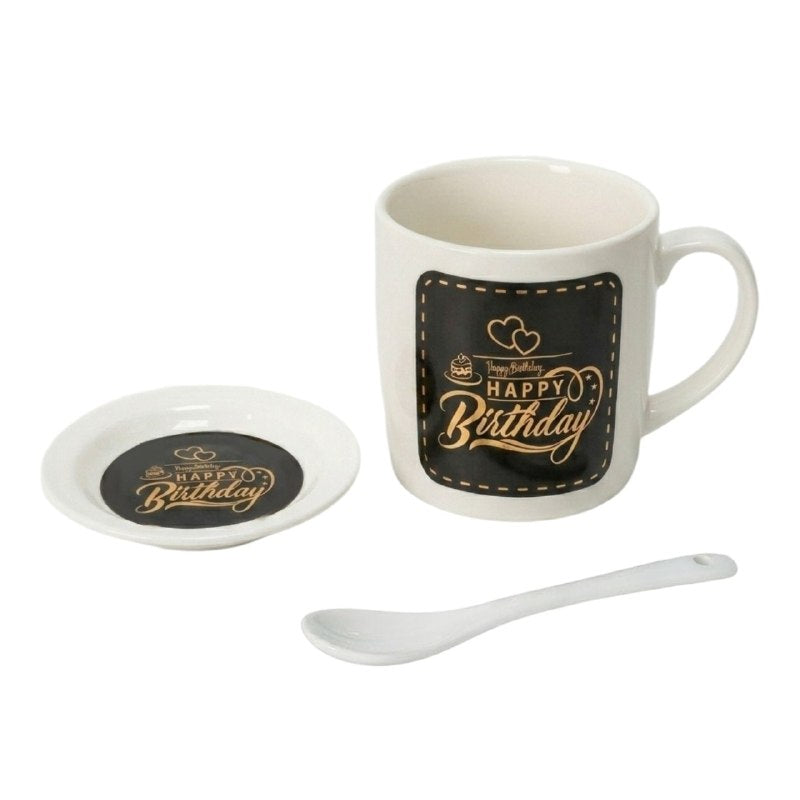 JUEGO DE TAZAS DE CERAMICA PARA REGALO CON PLATO Y CUCHARA ELEGANTES Y RESISTENTES