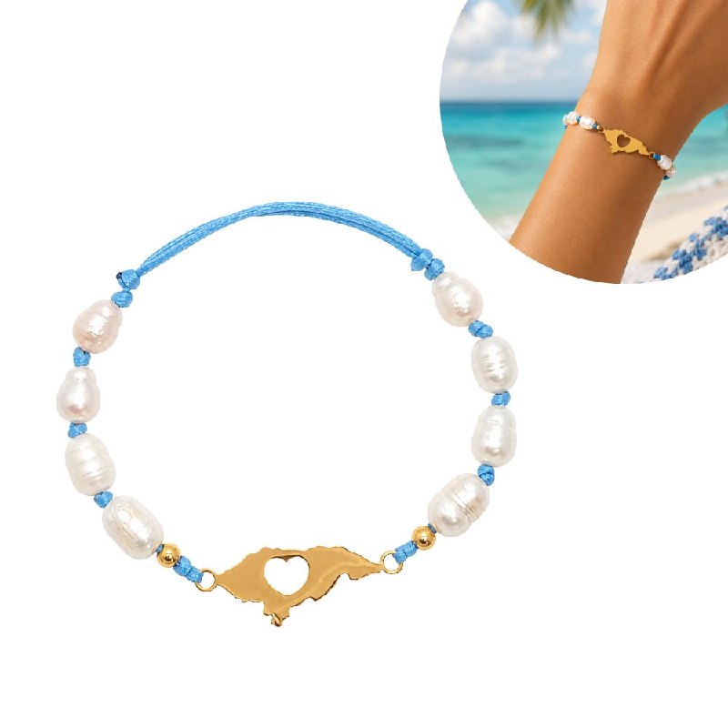 PULSERA DE ENCHAPE ELASTICA PARA DAMA CON DISEÑO DE HONDURAS