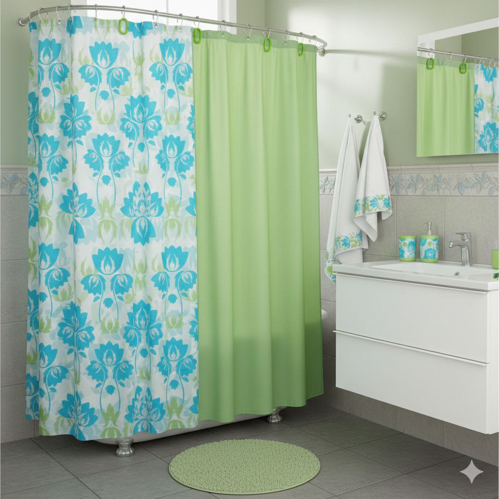 CORTINAS PARA BAÑO 2 PANELES THE SPA COLLECTION 180X180CM X 2PCS