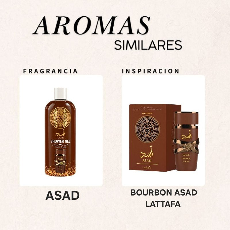 GEL DE DUCHA LIMPIADOR SUAVE CON ESENCIAS PERFUMADAS DE ASAD 1000ML (AROMA SIMILAR LATTAFA ASAD BOURBON)