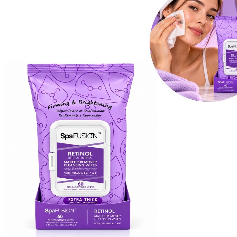 TOALLITAS HUMEDAS FACIALES DESMAQUILLANTES Y LIMPIADORAS CON RETINOL SPA FUSION 60UND
