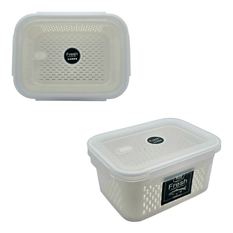 ORGANIZADOR RECIPIENTE ALMACENADOR DE ALIMENTOS DE PLASTICO FRESH PARA PRESERVAR COMIDA DOBLE CAPA Y COLADOR KETNET 22X11CM