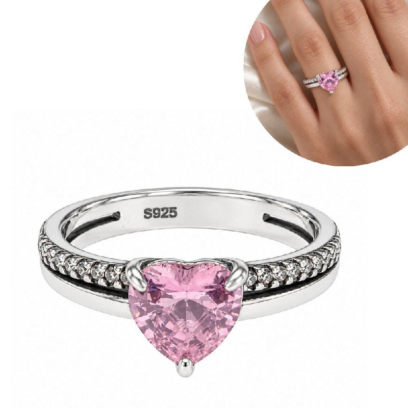 ANILLO DE PLATA 9.25 PARA DAMA CON DISEÑO DE CIRCON EN FORMA DE CORAZON 3.8G