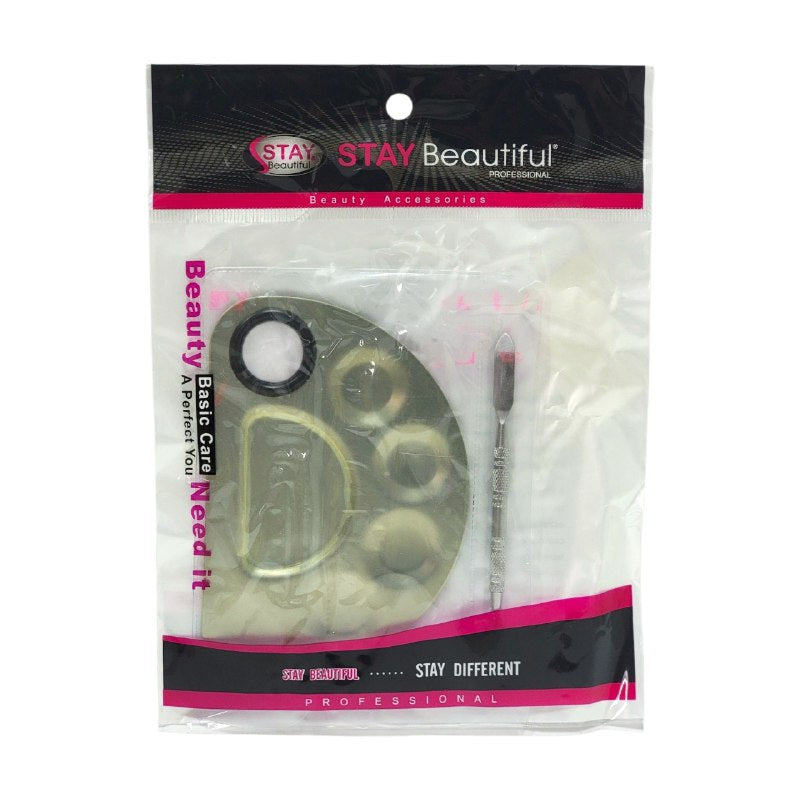 PALETA METALICA PARA MAQUILLAJE MEZCLA BASES, CORRECTORES, ETC PROFESIONAL STAY BEAUTIFUL 8.2X12.2, 3 ESTILOS
