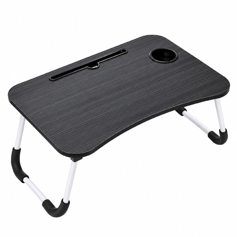 MESA PLEGABLE PORTATIL PARA CAMA O SOFA CON PORTAVASOS Y RANURA PARA TABLET 60X40X27CM