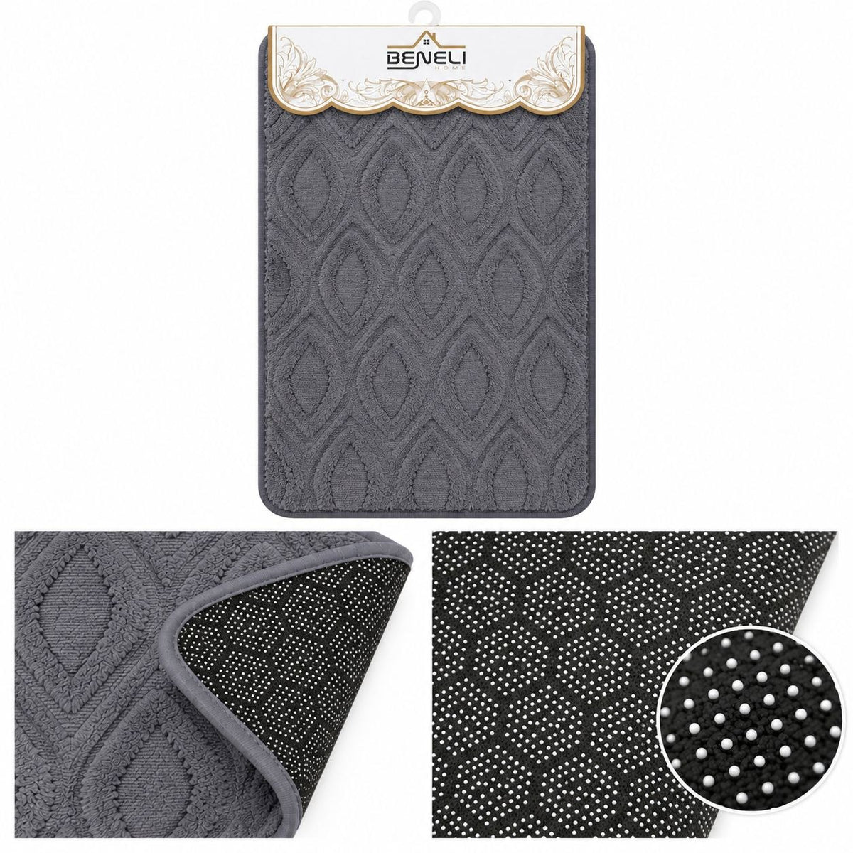 ALFOMBRA DE BAÑO ACOLCHADA Y SUAVE BENELI HOME 59X40CM