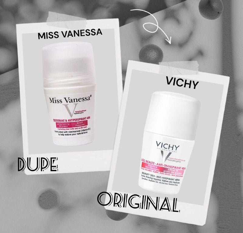 DESODORANTE PARA MUJERES ANTITRANSPIRANTE DE 48H OLOR A KARITE Y VAINILLA MISS VANESA 50ML DUPE DE VICHY
