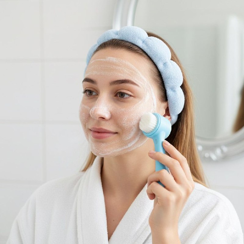 KIT DE CUIDADO FACIAL Y LIMPIEZA DE VINCHA Y CEPILLO FACIAL LIMPIADOR SWEET BEAUTY