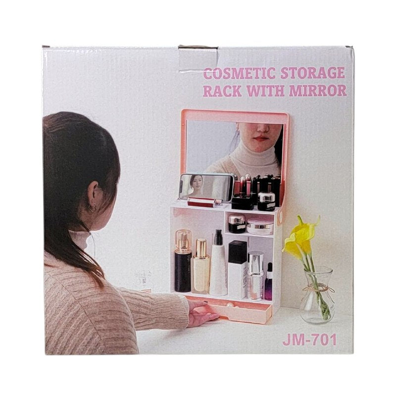 ORGANIZADOR DE MAQUILLAJE CON ESPEJO INTEGRADO GRAN CAPACIDAD