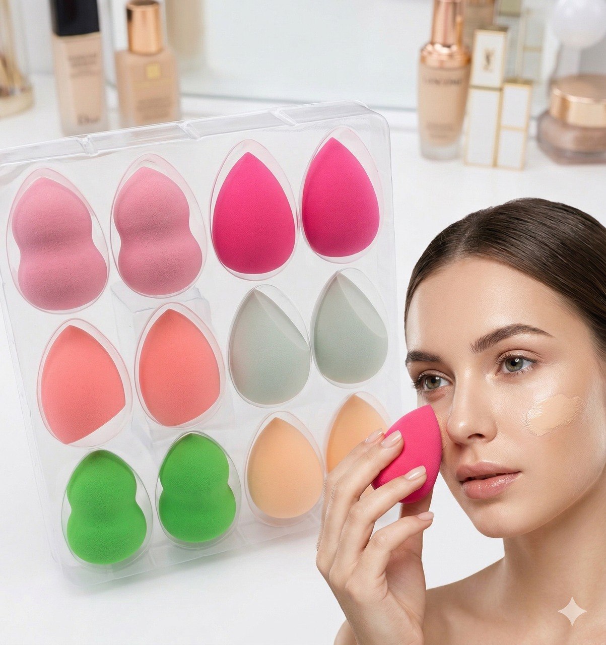 SET DE ESPONJAS PARA MAQUILLAJE 12UND