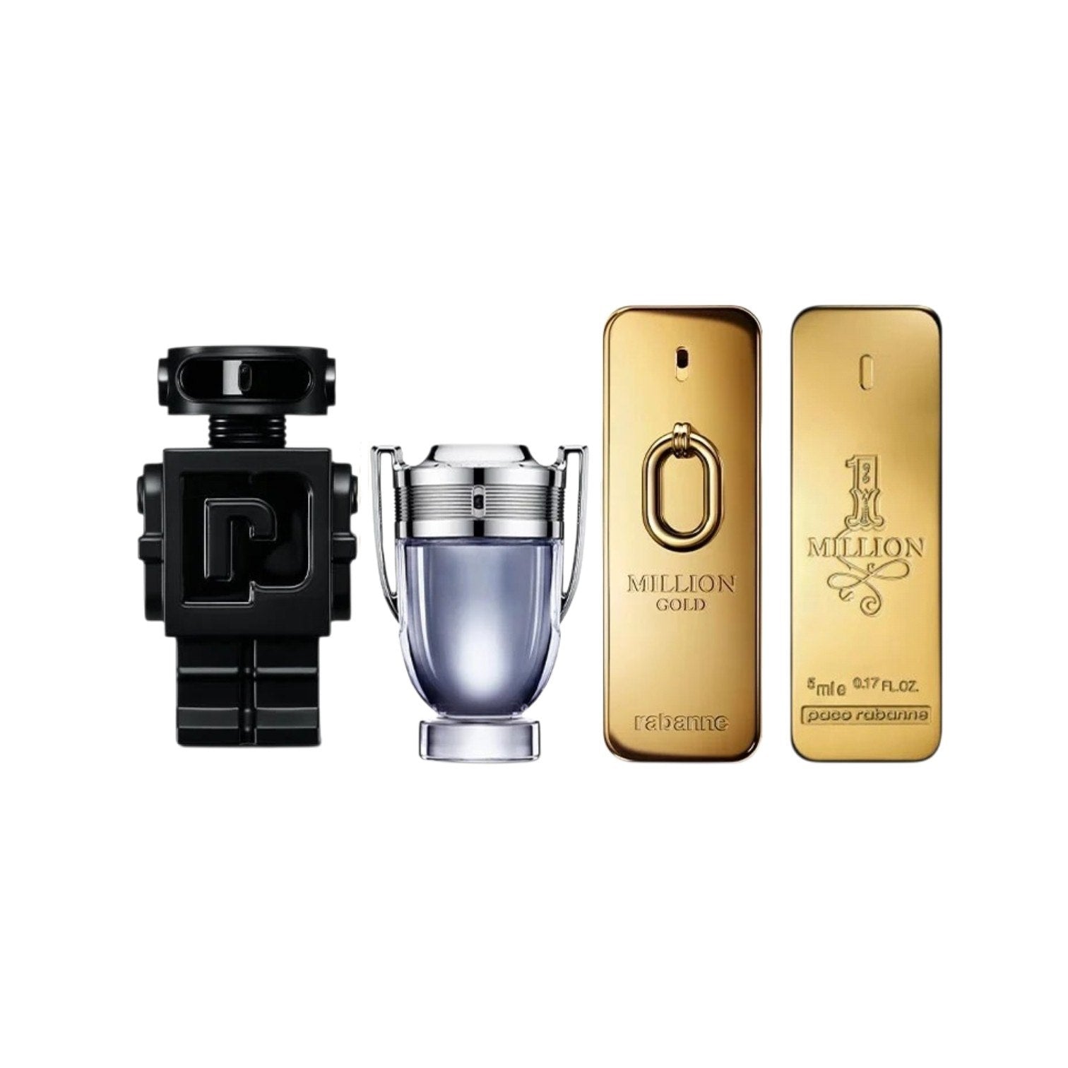 SET MINI PACO RABANNE PHANTOM EDT 5ML INVICTUS EDT 5ML 1 MILLION GOLD 5ML 1 MILLION 5ML (H)