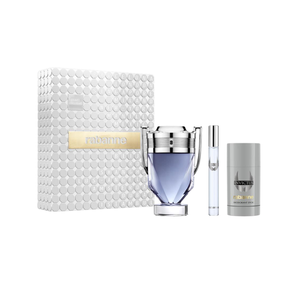SET PACO RABANNE INVICTUS TRAVEL EXCLUSIVE EDT 100ML EDT 20ML DESODORANTE 75ML (H)