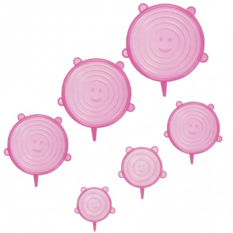 SET DE TAPADERAS DE SILICONA REUTILIZABLES AJUSTABLES PARA CONSERVACION DE ALIMENTOS 6PCS