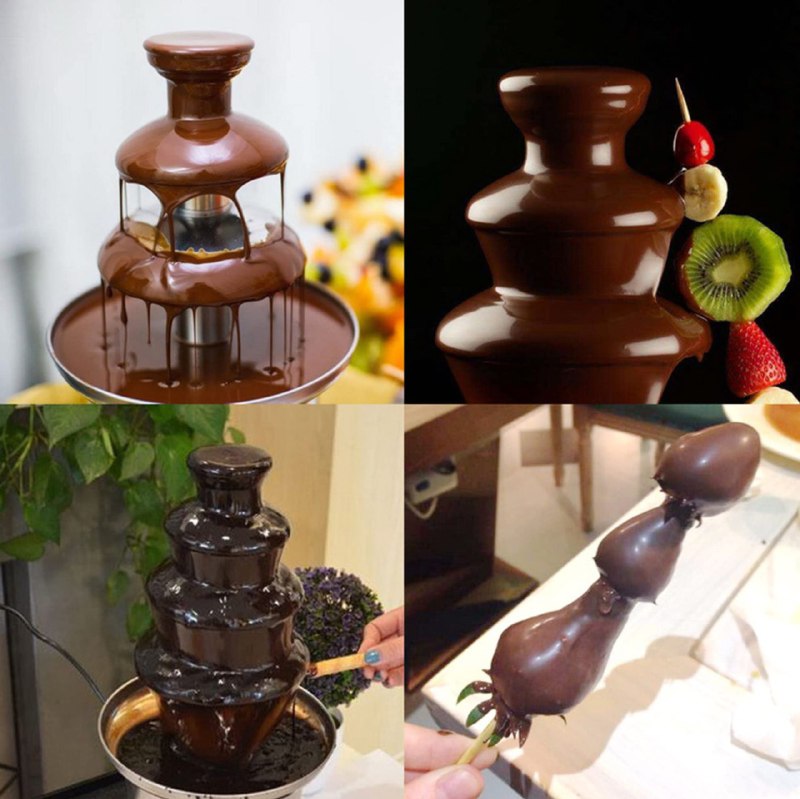 FUENTE DE CHOCOLATE FONDUE DE ACERO INOXIDABLE ELECTRICA