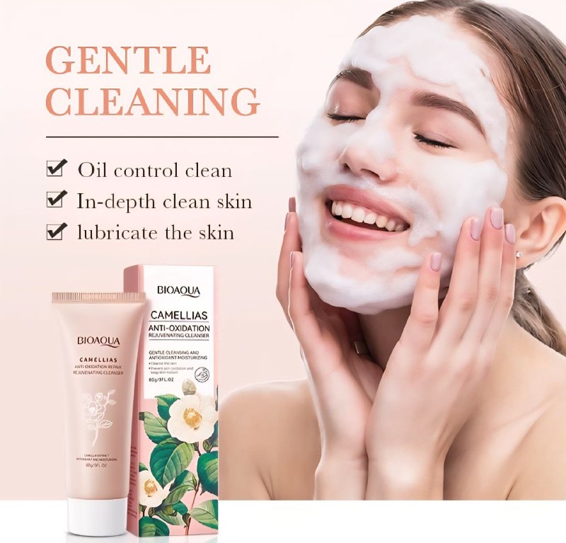 LIMPIADOR FACIAL ESPUMOSO REJUVENECEDOR ANTIOXIDANTE CON EXTRACTO DE CAMELIA BIOAQUA 80G