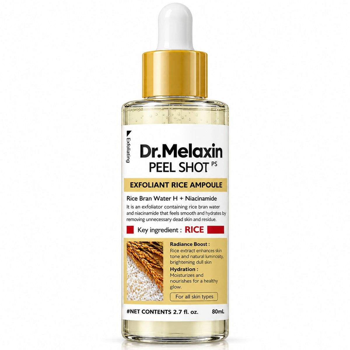 AMPOLLA EXFOLIANTE DE ARROZ CON NIACINAMIDA PEEL SHOT DR.MELAXIN 80ML