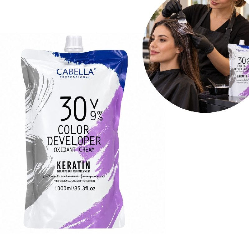 PEROXIDO EN CREMA CAPILAR OXIDANTE REVELADORA PARA COLORACION Y DECOLORACION 9% CON KERATINA CABELLA 1000ML